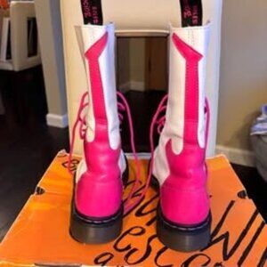 Dr. Marten Rocker White with Hot Pink Guitar